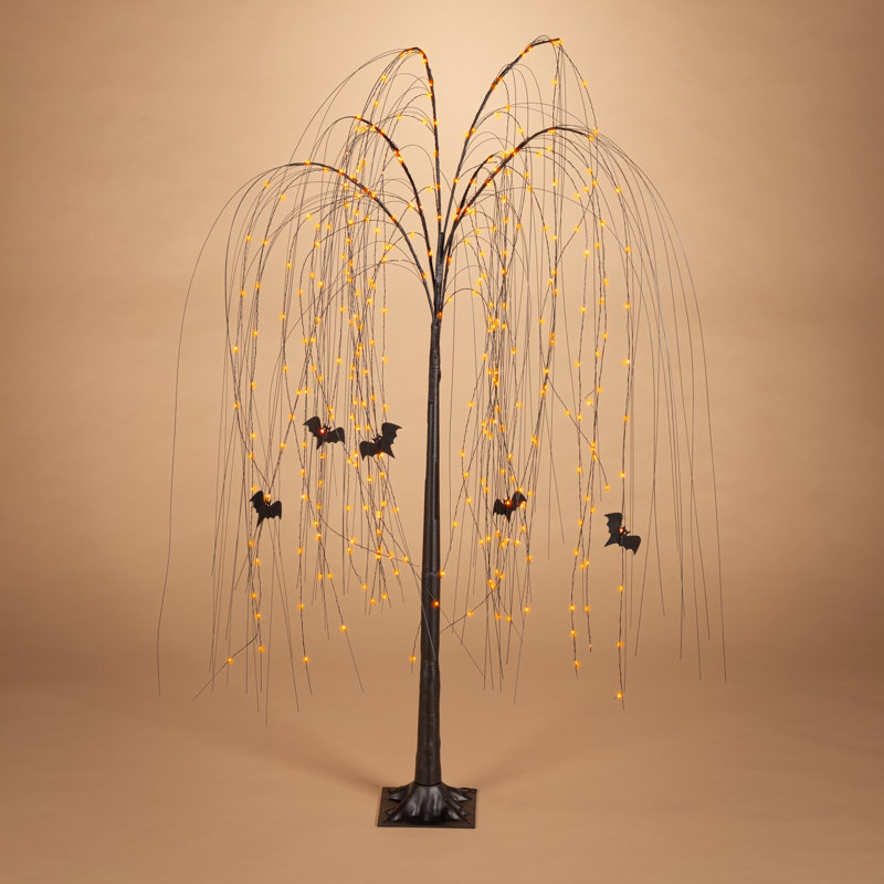 5 Foot Electric Black Willow Tree With Bats And Dual Color Lights