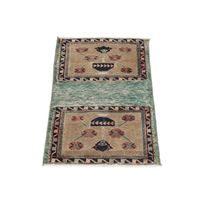 Tapis tribal turc vert et brun 2 x 2