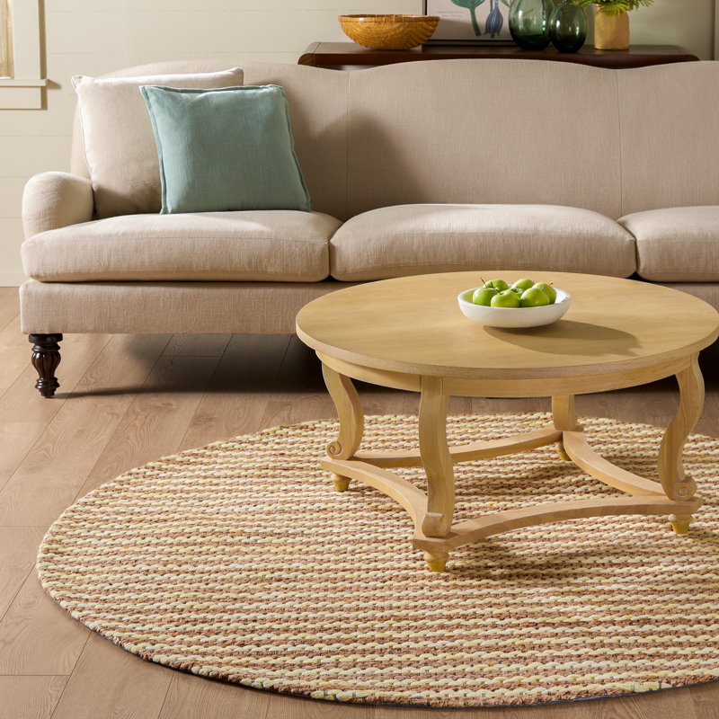 Martha Stewart 9526 Hand Tufted 40% Jute; 40% Wool; 20% Cotton Striped Rug, Round 6'