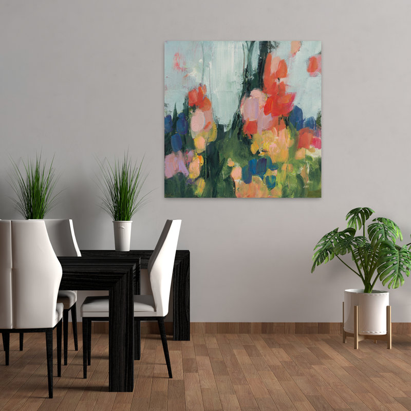 Jardin abstrait I, art floral abstrait, H 36 po x l 36 po