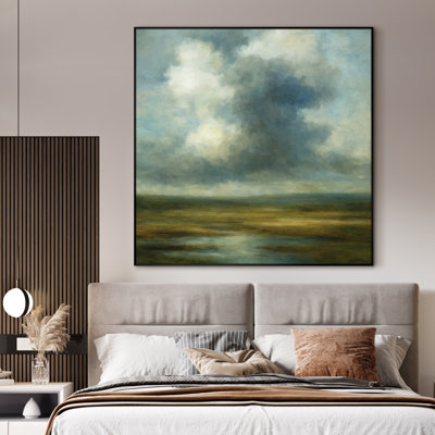 Très grande reproduction d'art sur toile - Nuage ciel, paysage naturel rétro, œuvre d'art pour le salon ou la chambre à coucher - «Assemblage requis (cadre non fini)»