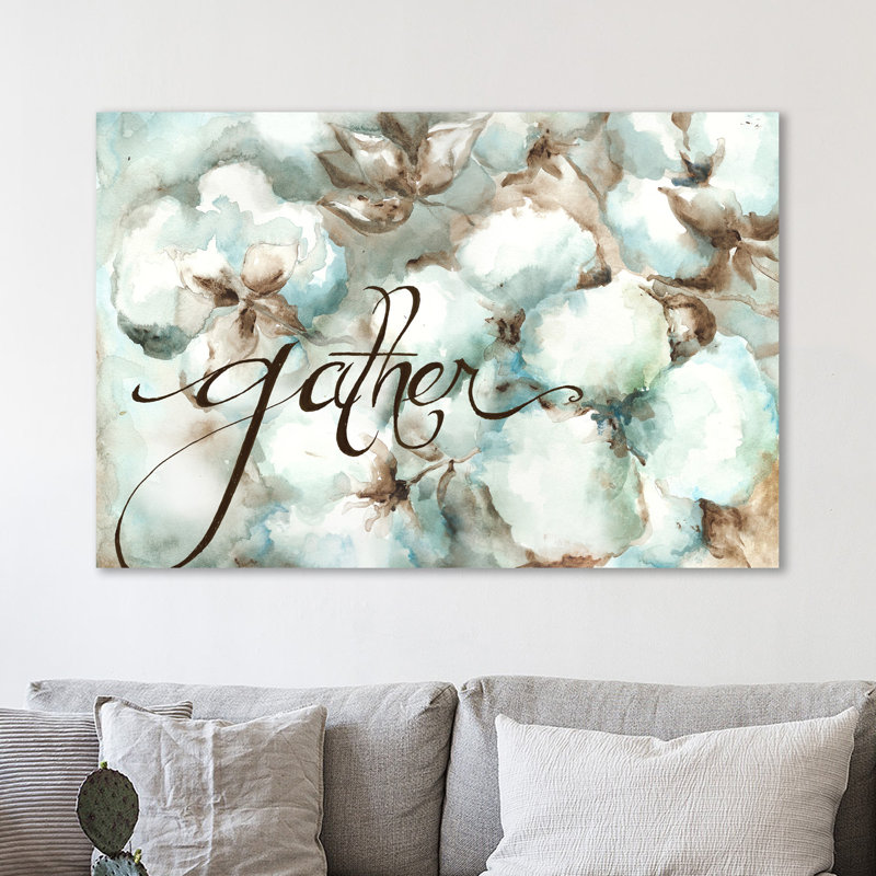 « coton bolls gather », impression sur toile tendue, H 16 po x l 24 po x P 1,5 po