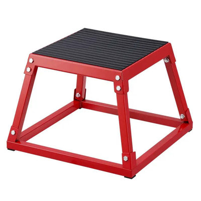 Boîte de saut pliométrique, boîte de pli de 12 pouces, plateforme pliable en acier et boîte d'agilité de saut, boîte d'exercice de remise en forme antidérapante pour l'entraînement en gymnastique à domicile, l'entraînement en force, rouge