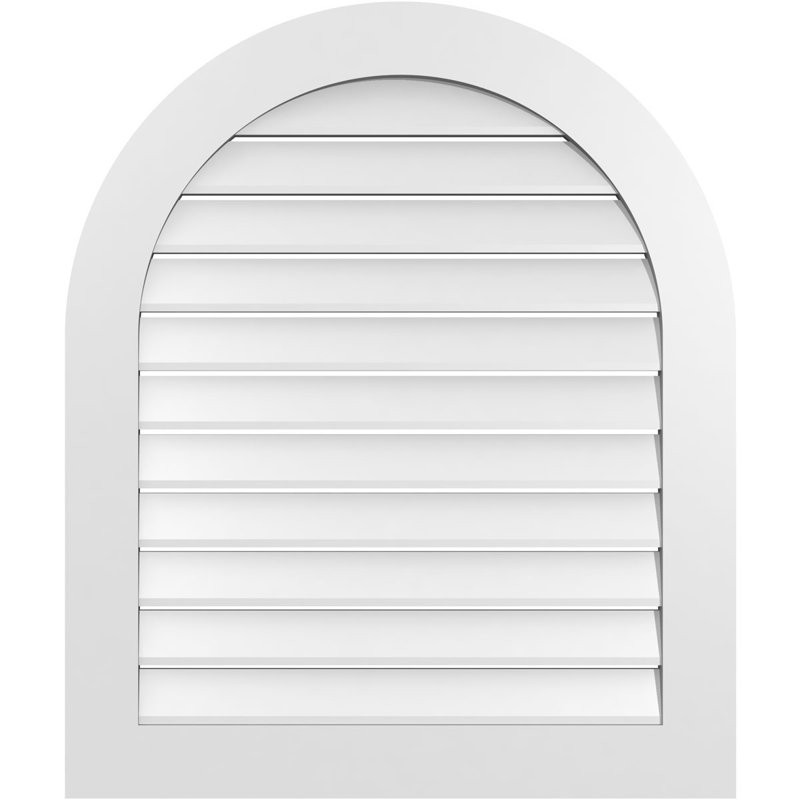 Round Top Surface Mount Signature Urethane Functional Gable Vent, Primed Tan, 38" H x 32" W x 1" D