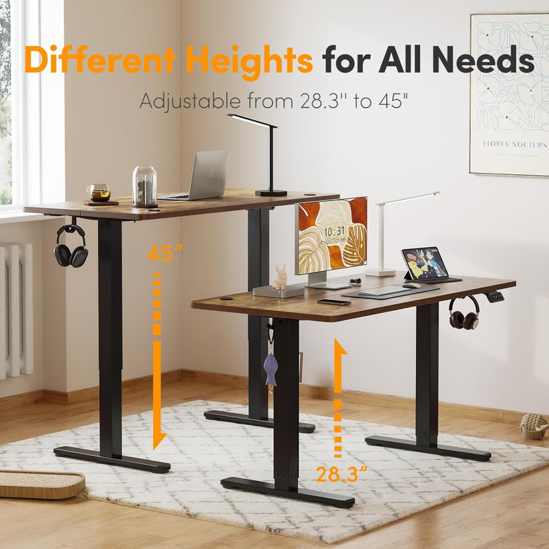 Latitude Adjustable Standing Desk, 27.00" H x 40.00" W x 24.00" D, Rustic Brown/Black
