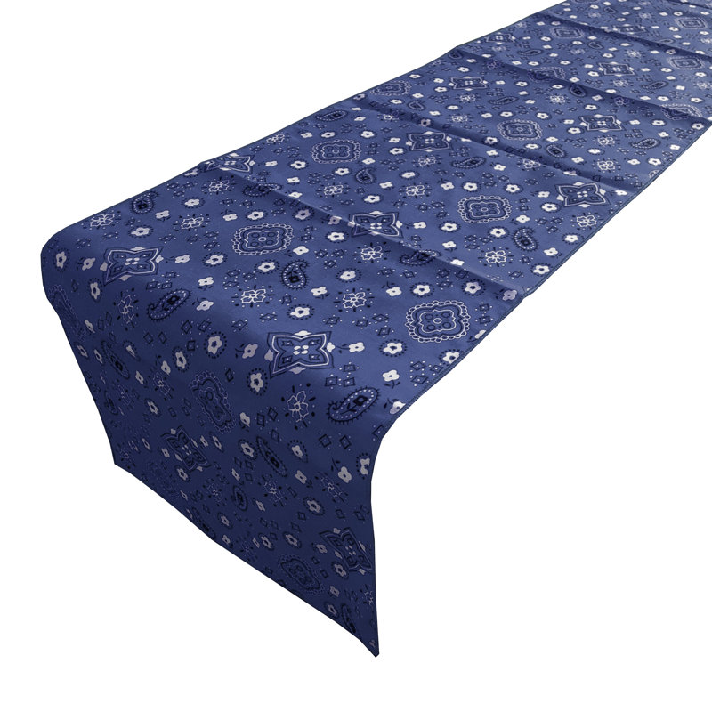 Chemin de table Bandanna, L 24 po x L 144 po, Bleu marine