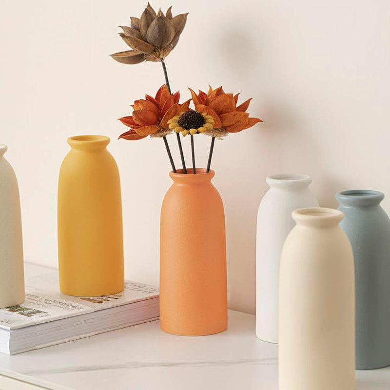 Set of 3 Blue Mix Multicolor Ceramic Vases for Home Decor