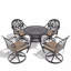 Ensemble de salle à manger 5 pièces en aluminium coulé résistant aux intempéries, comprenant 4 chaises pivotantes et une table ronde de 35,43 po avec structure noire-707264795
