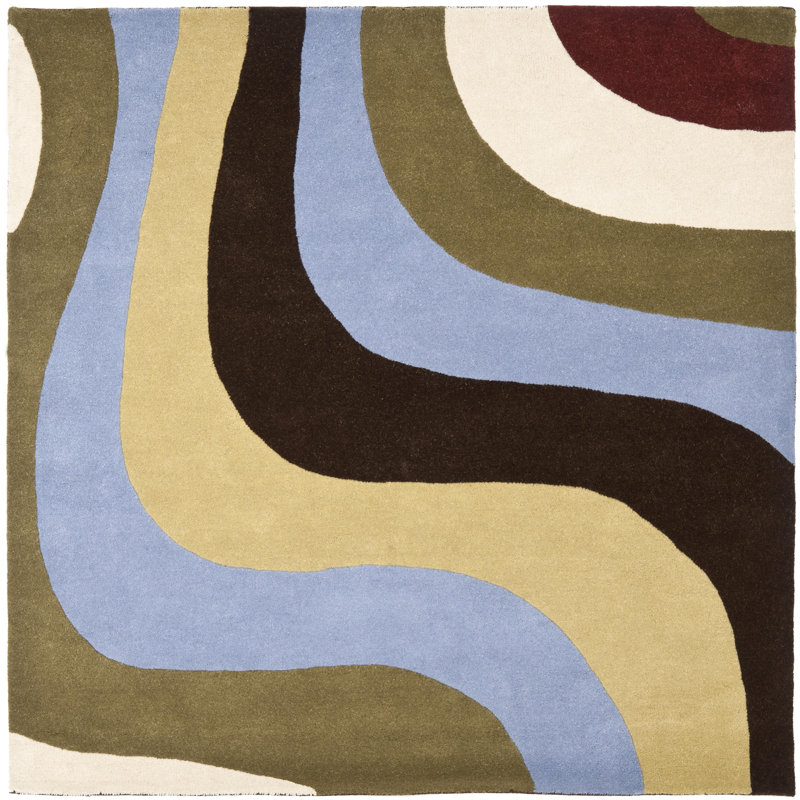Charbonneau Drive Hand Tufted Wool Pile Abstract Rug, Square 6'