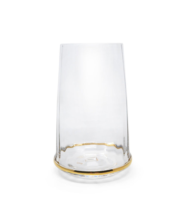 Highball Glasses with Gold Bottom Rim, 6 Pc