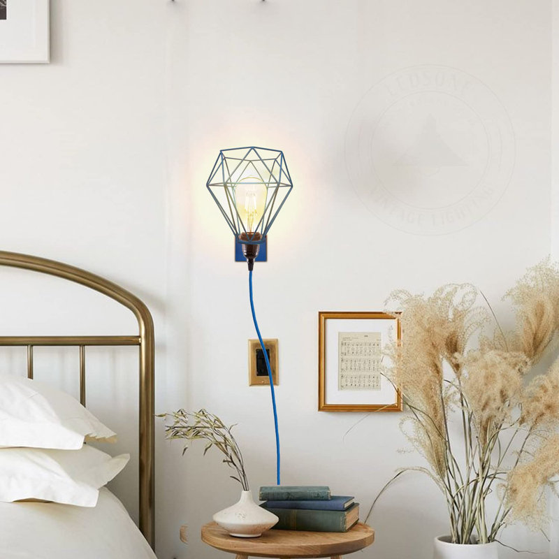 Campbellton Ceiling Pendant Fitting, E27 Lamp Holder 2M Plug In Pendant Light Cord, Fabric Cable 3 Pin Plug In With On/Off Switch Lighting Kit