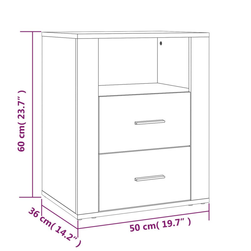 Jannika 50cm W Manufactured Wood Bedside Table, Oak