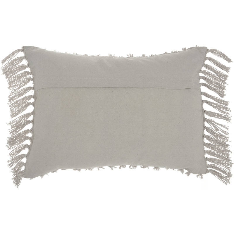 Tassels Cotton Throw Pillow, Khaki