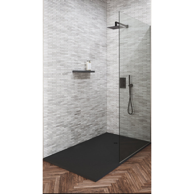 Base de douche Curbless Ava ardoise 60 po x 36 po, Noir