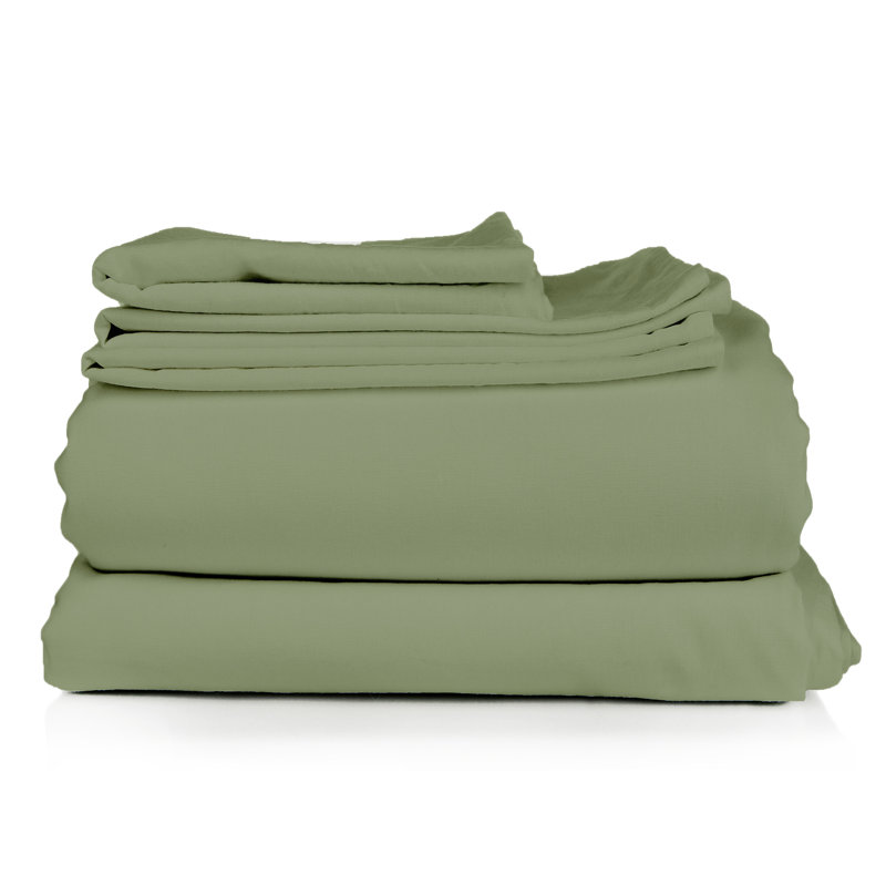 Ensemble de draps en micro-fibre, Ensemble de draps pour grand lit + un drap-housse , Vert sauge