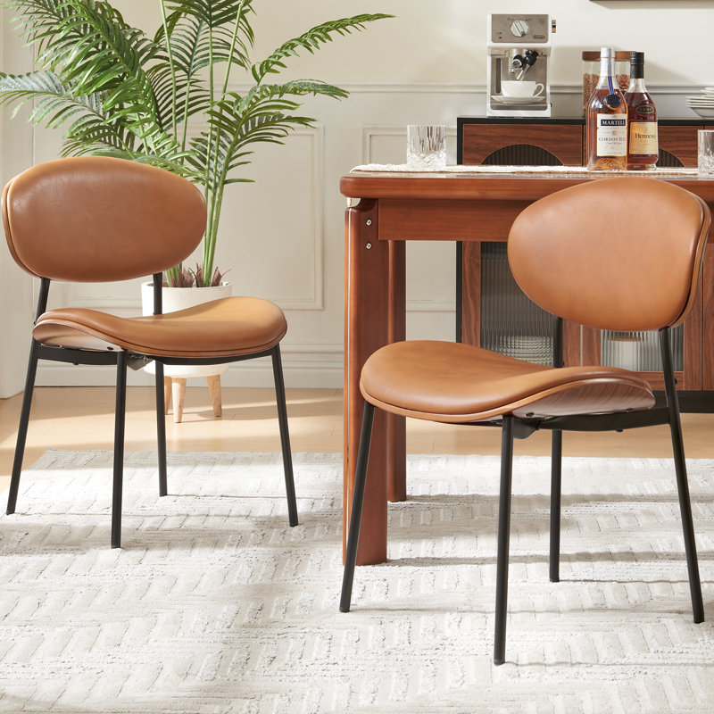Pu Leather Upholstered Dining Chairs,side Chair For Dining Rooms,kitchens,living Rooms (set Of 2), Brown