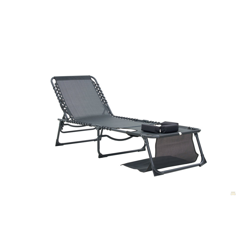 Chaise longue à 5 positions, bain de soleil réglable et pliable