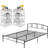 Full Metal Bed with 2 White Nightstands – 3 Piece Modern Bedroom Set-157221603-157221613
