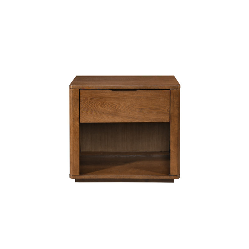 Venice Modern Nightstand With Soft Close Drawer, Brown