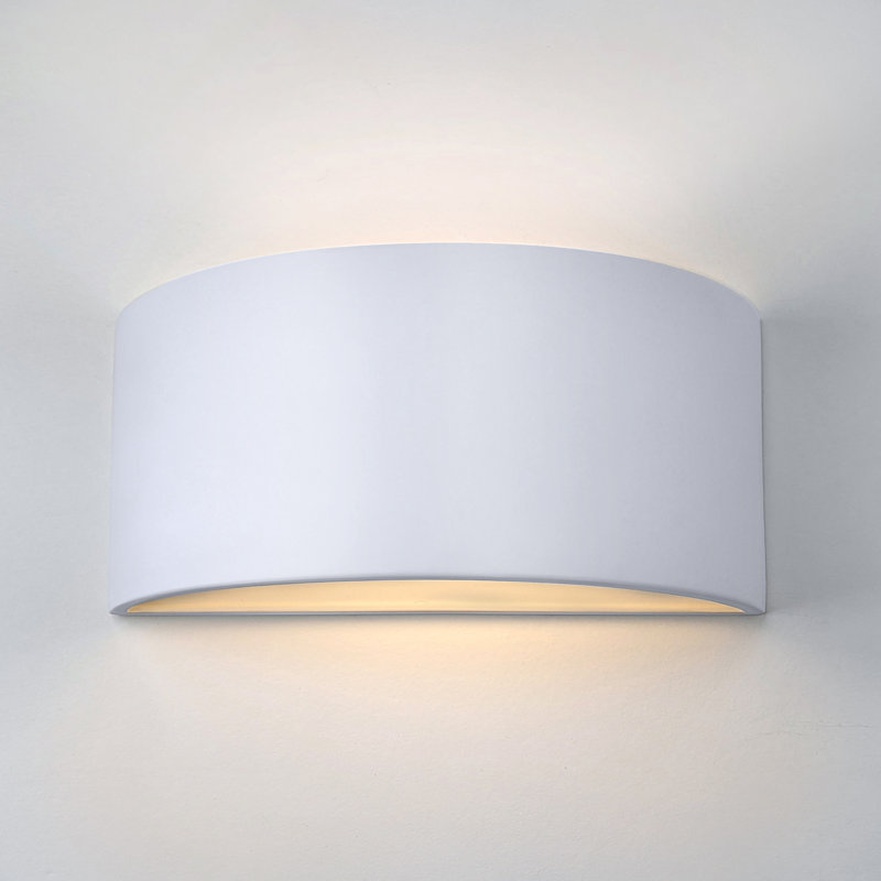 Shield Nicosia 14.25"W Ceramic Up/Down Sconce in Satin White with LED Bulb, White, Yes