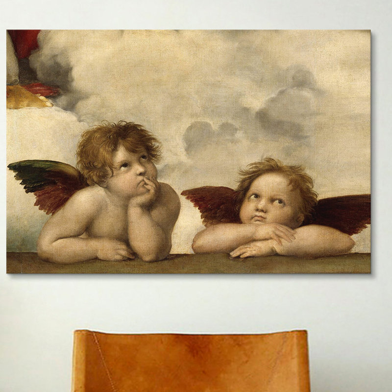 «The Two Angels» par Raphael, reproduction d'art sur toile, H 18 po x l 26 po x P 1,5 po, Pas de tapis, Toile tendue