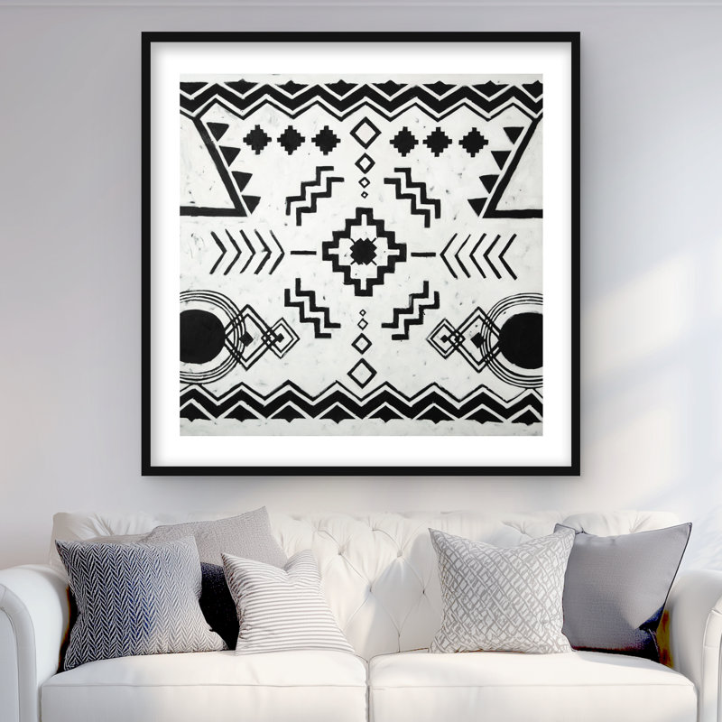 Ethnic Patterns - Black & White Framed Print for Home Decor
