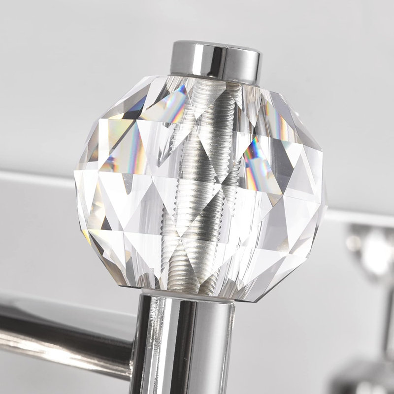 Modern Crystal Bathroom Vanity Light Fixture With K9 Crystal, E26 Bulb Compatible, UL Listed For Safety, Silver