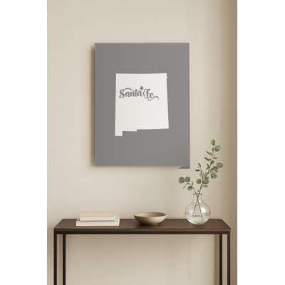 Home Sweet Santa Fe — New Mexico State Silhouette — Portrait Metal Wall Art