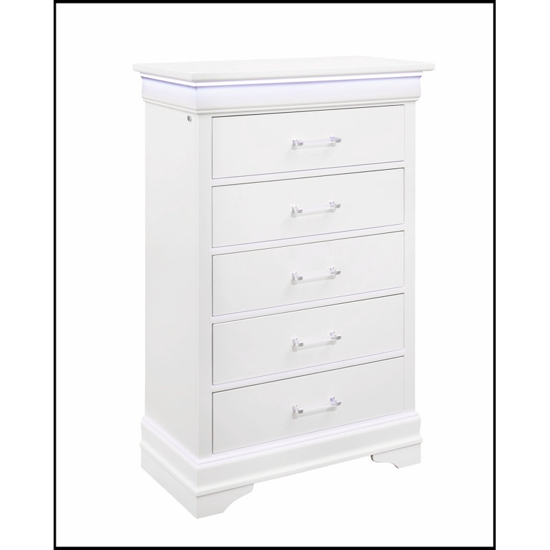 Commode Charleston avec DEL, tiroirs spacieux et style transitionnel moderne pour un rangement et une ambiance améliorés