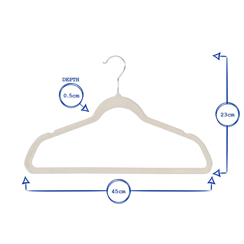 Harbour Housewares - Velvet Hangers - Non-Slip Coat Hangers with Trouser Bar, 25, Grey