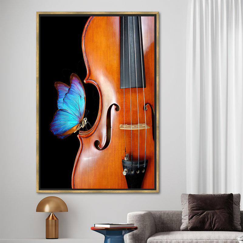 Reproduction d'art moderne sur toile - Violoniste moderne, impression sur toile, H 94 po x l 41 po, Doré