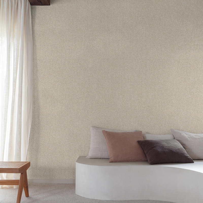 Surfaces Collection Stone Texture Wallpaper Roll, Light Grey