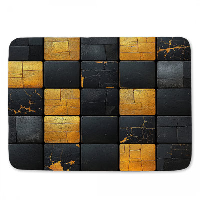 Tapis de bain doré à motif géométrique pour salle de bain