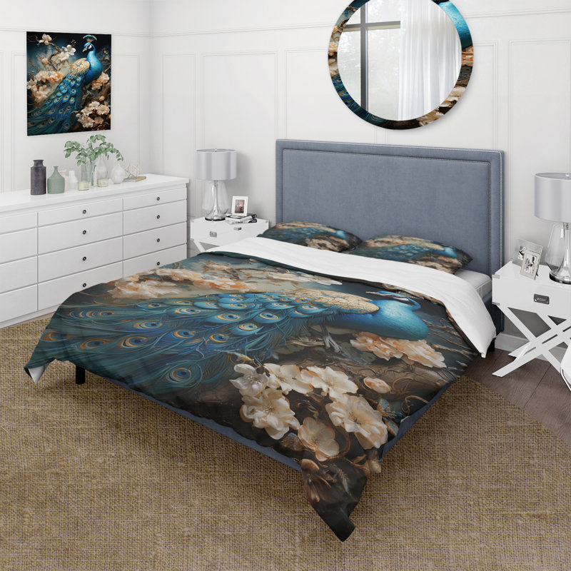 Ensemble de housse de couette Peacock Encaustic Portrait I BeddingMicrofiber / Polyester