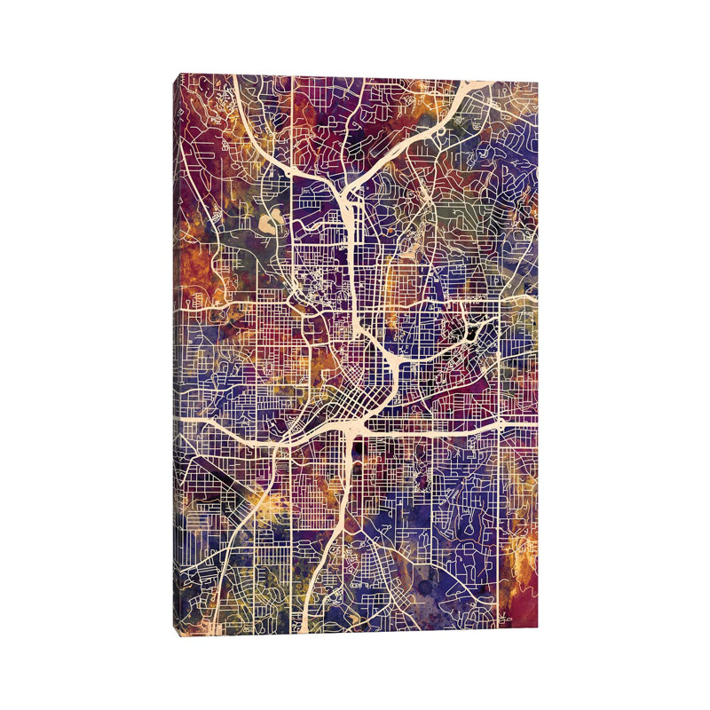 Atlanta Georgia City Map II by Michael Tompsett - Wrapped Canvas Gallery-Wrapped Canvas Giclée, 20.32 cm H x 30.48 cm W