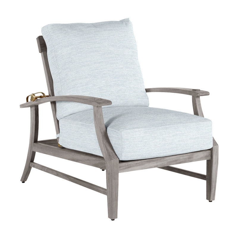Croquet Teak Patio Chair with Cushions, Welt, Oyster Teak, Paper Sky