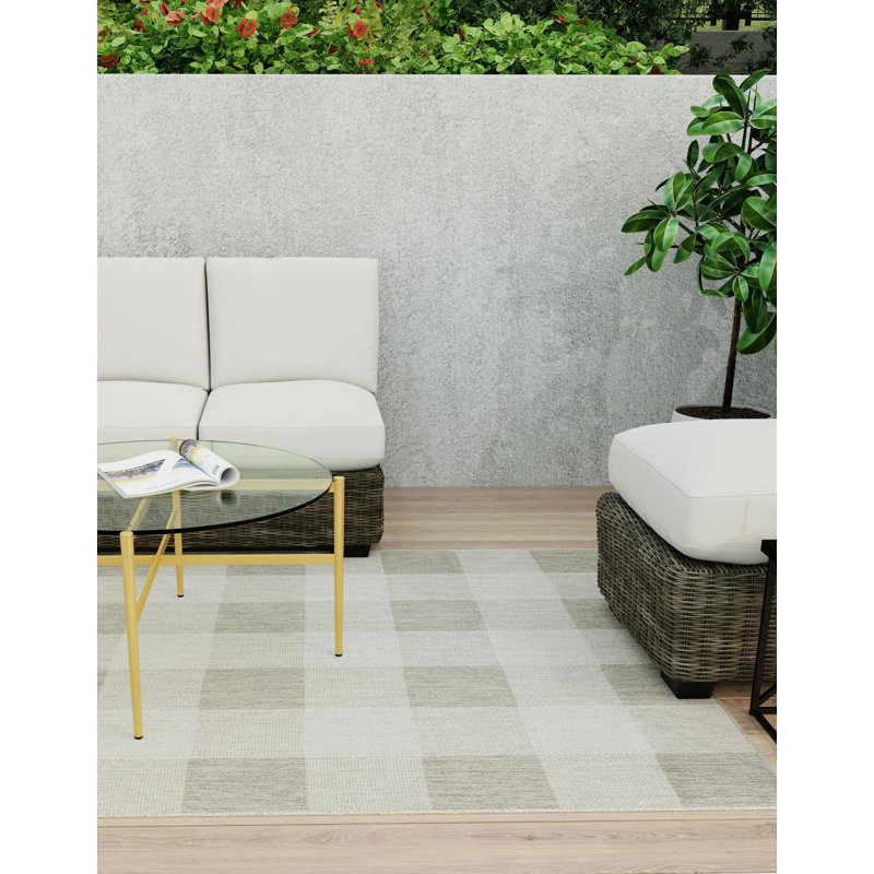 Tapis intérieur / extérieur gris Borland, Rectangle 2 pi x 3 pi 1 po