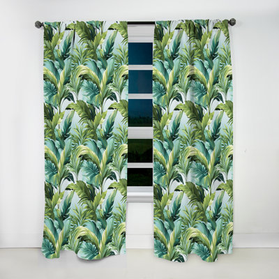 Palm Mirage Tropical Pattern - Tropical Velvet Curtain - Room Darkening - 1 panel