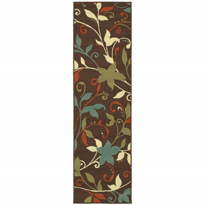 Tapis de couloir d'intérieur brun 8 pi