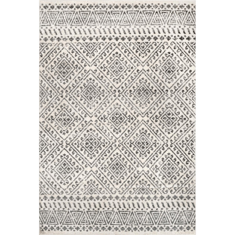 Sue Southwestern Gray Indoor / Outdoor Area Rug, Rectangle 10' x 14'