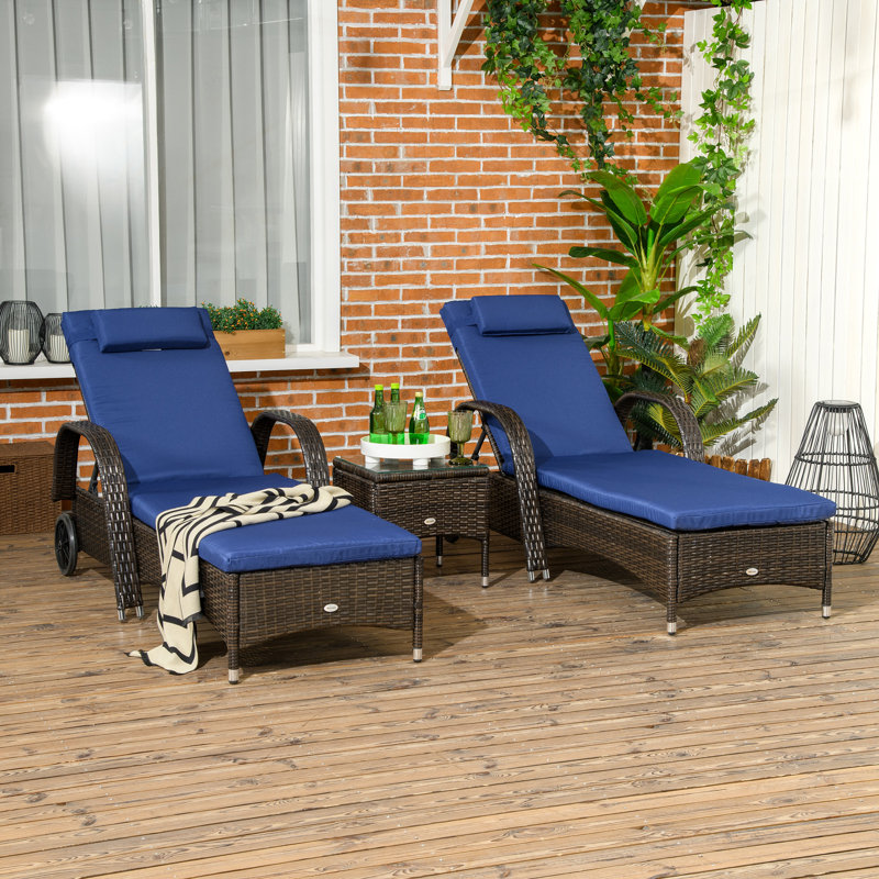 Ensemble de chaises longues inclinables 78,75 po Idou avec coussins et table