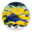 Composition abstraite de marbre jaune et bleu I - horloge murale moderne-60280086