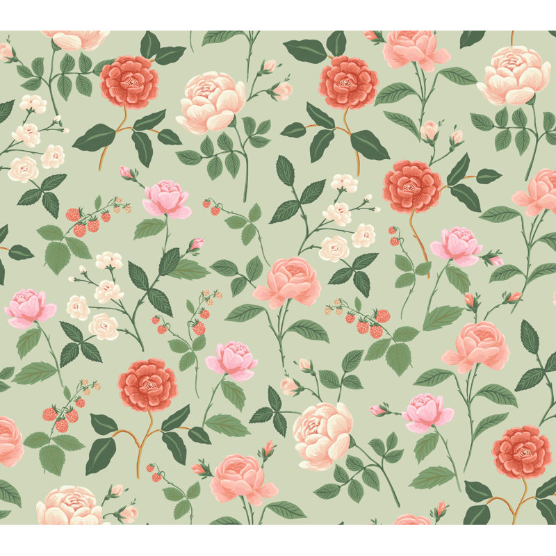 Papier peint Roses, Menthe