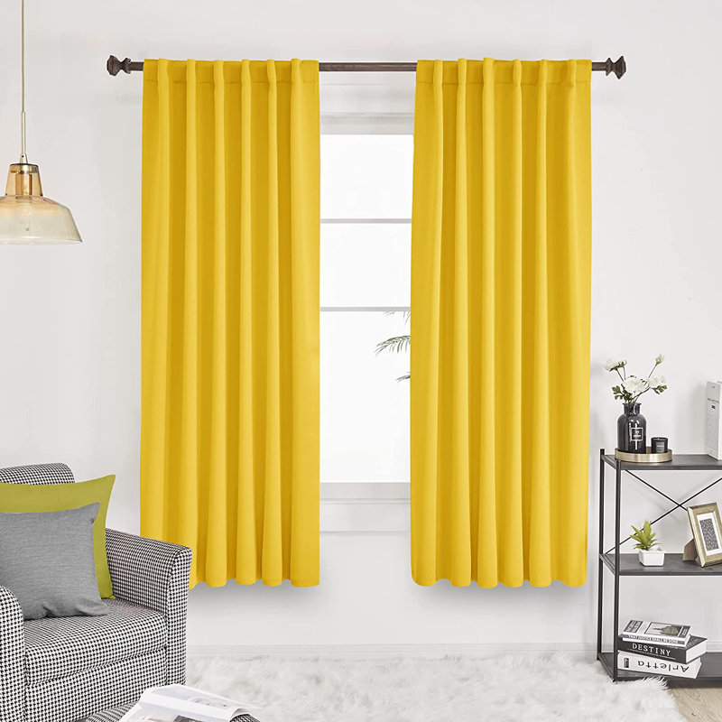Harue Curtain Pair, 52" W x 54" L, Mellow Yellow