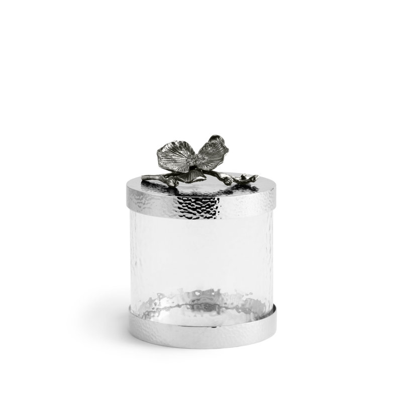 Orchid Kitchen Canister, Black, 5" H x 5.5" W x 5.5" D