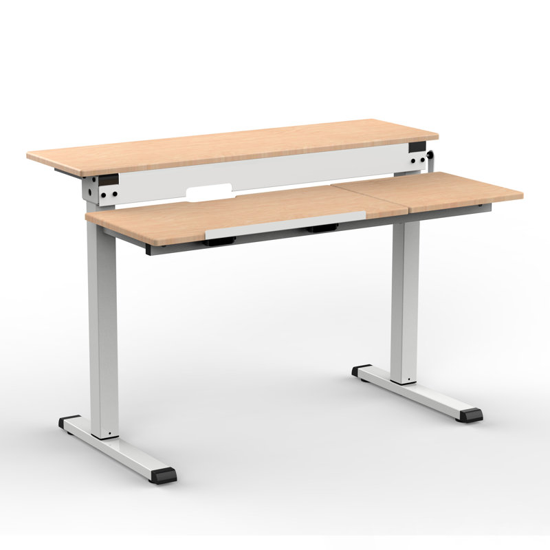 Leidah Adjustable Metal Base Standing Desk, Birch