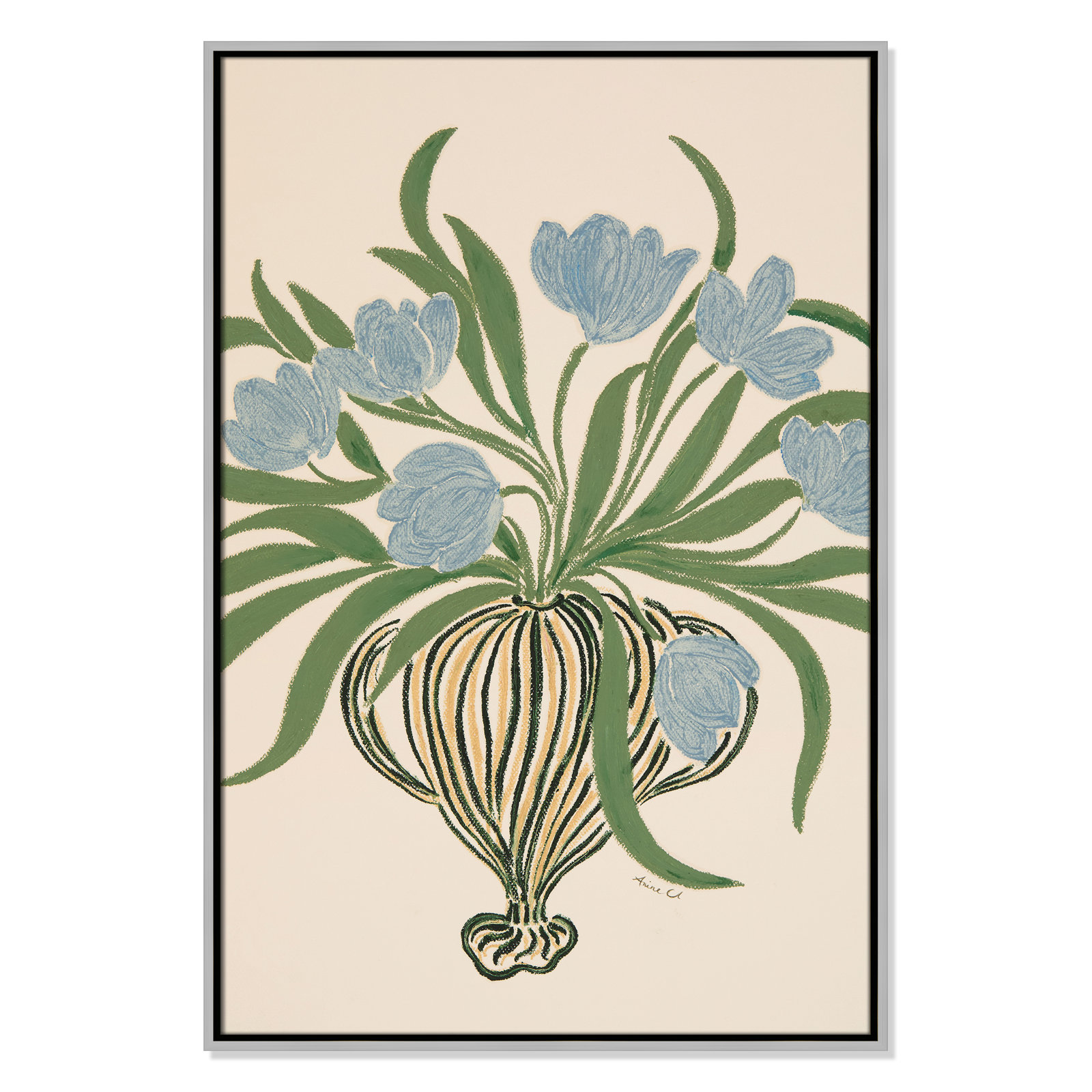 La Poire Blue Tulips Print by Camilla Bergqvist, Silver, 37.5" H x 25.5" W