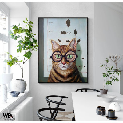 Décoration de salle d'attente pour le bureau d'ophtalmologie, idée de décor optométrie, art mural clinicien, art de bureau optométrie, chat portant des lunettes