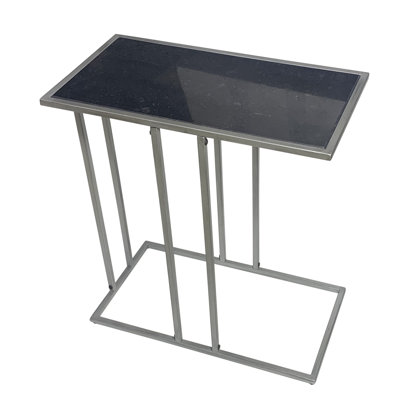 Elegant Gold 23.5" Depth x 13" Width x 26" Height Rectangular Glass Top End Table with Industrial Metal Frame
