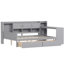 Lit de jour gris avec 3 armoires de rangement, 2 tiroirs, bureau d'étude polyvalent et espace multifonctionnel pour le rangement organisé en forme de L, cadre compact personnalisable